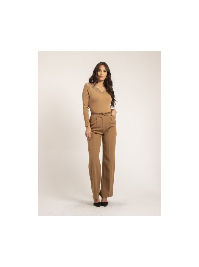 Maglione fine collo con pizzo FALIA Beige - Kiabi