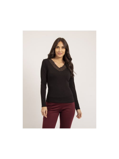 Maglione fine collo con pizzo FALIA - Kiabi