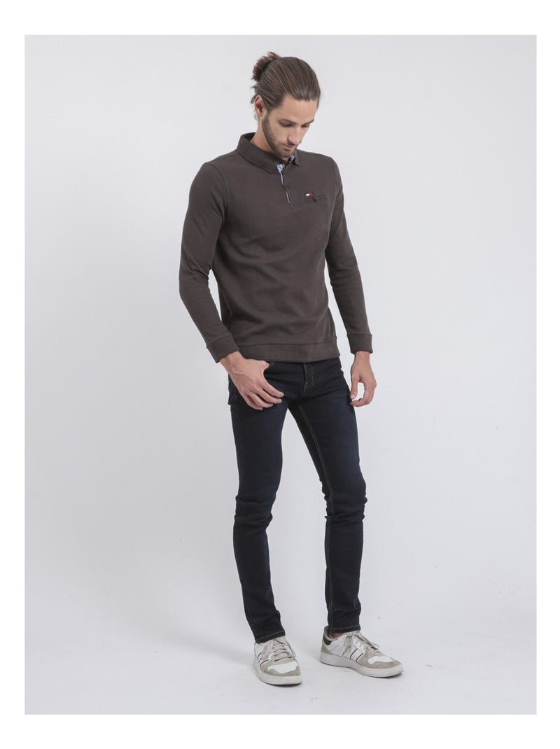 Maglione fine collo polo WAMITOL Grigio scuro - Kiabi