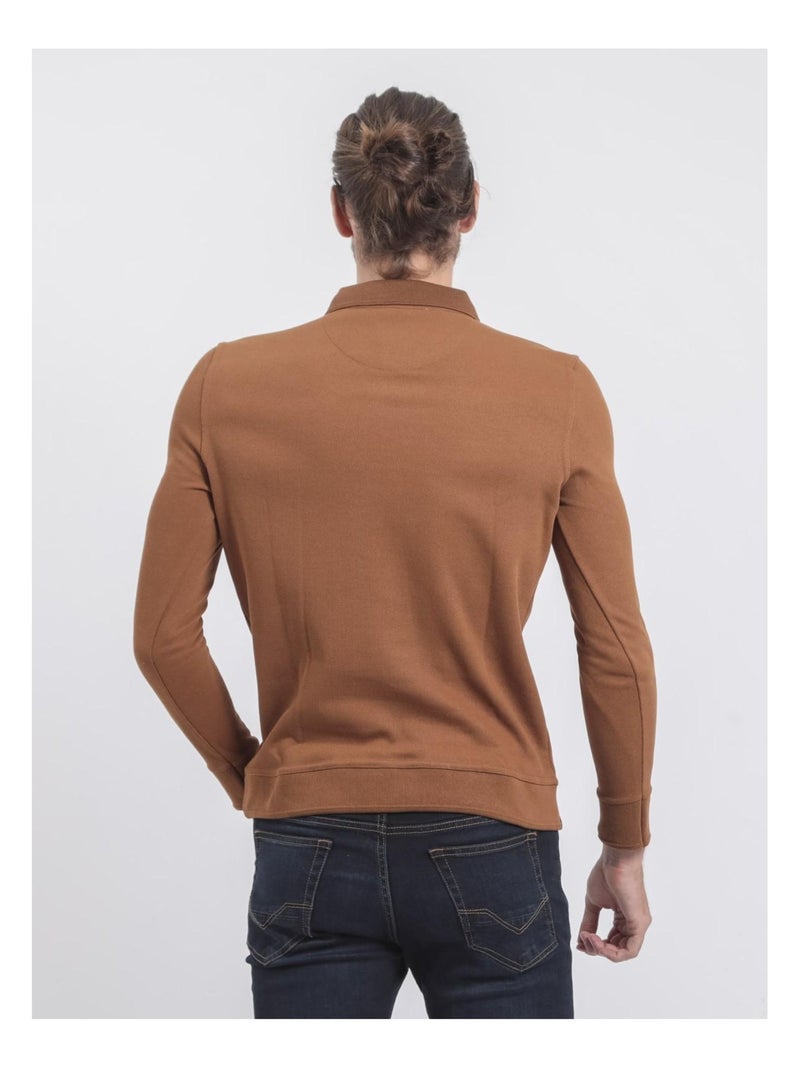 Maglione fine collo polo WAMITOL Marrone caramello - Kiabi