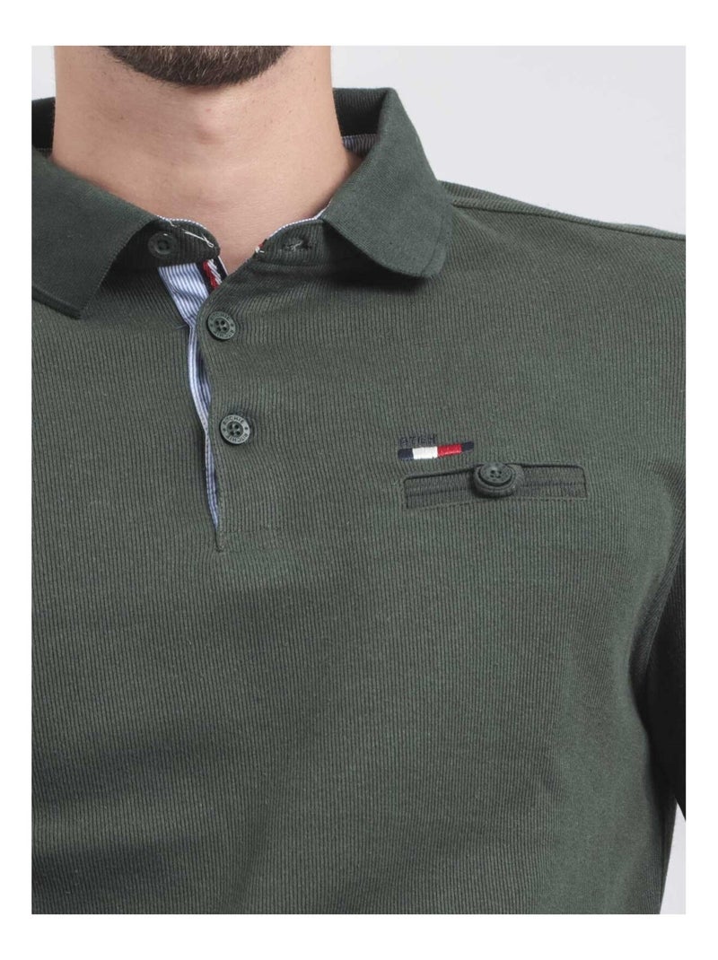 Maglione fine collo polo WAMITOL Verde scuro - Kiabi