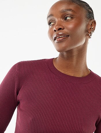 Maglione a girocollo in costina unita