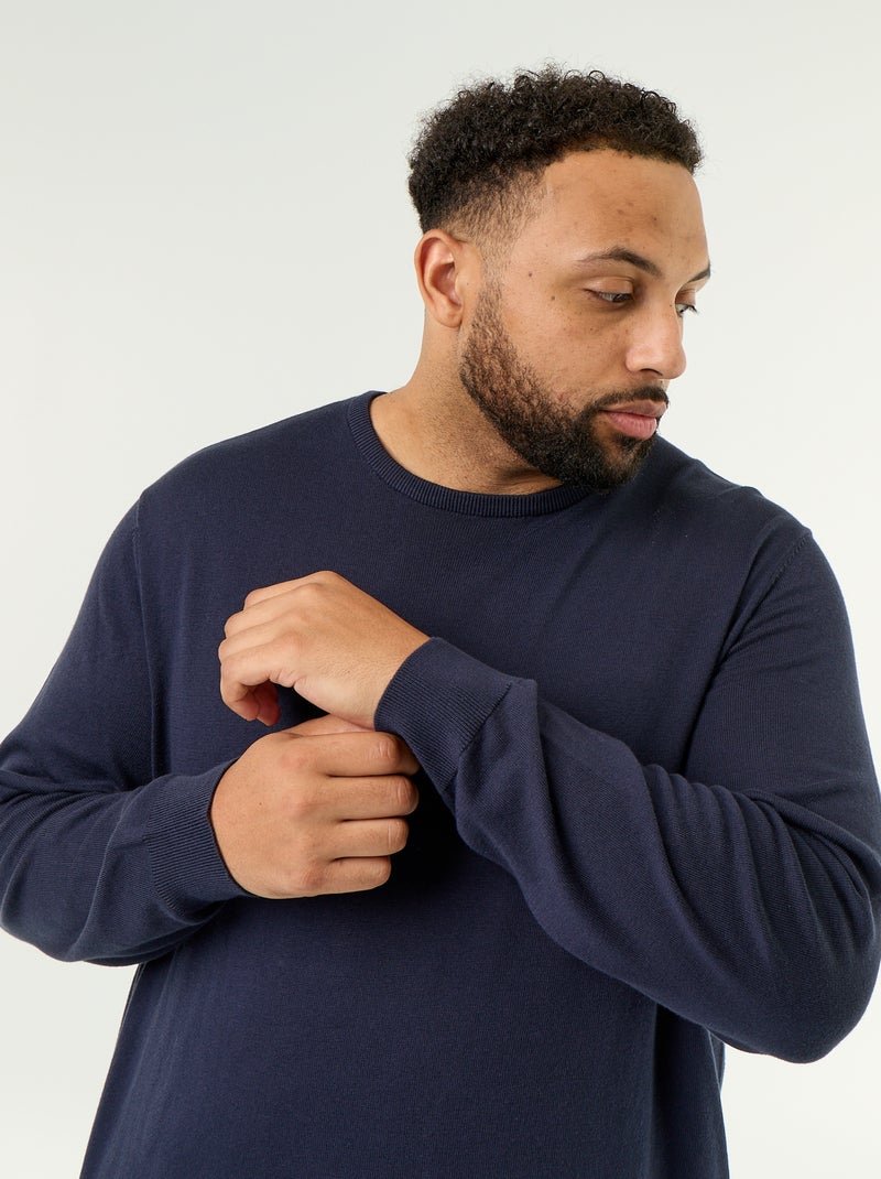 Maglione girocollo a maglia fine Blu - Kiabi