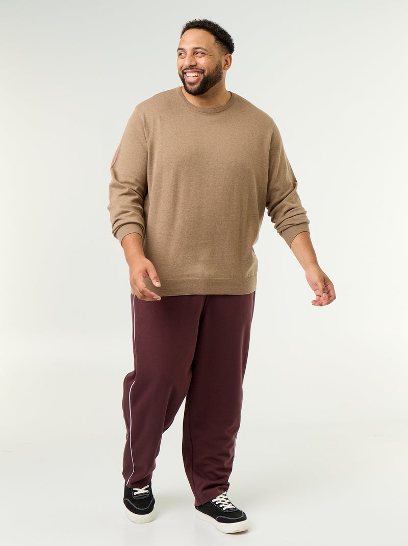 Maglione girocollo a maglia fine Marrone - Kiabi