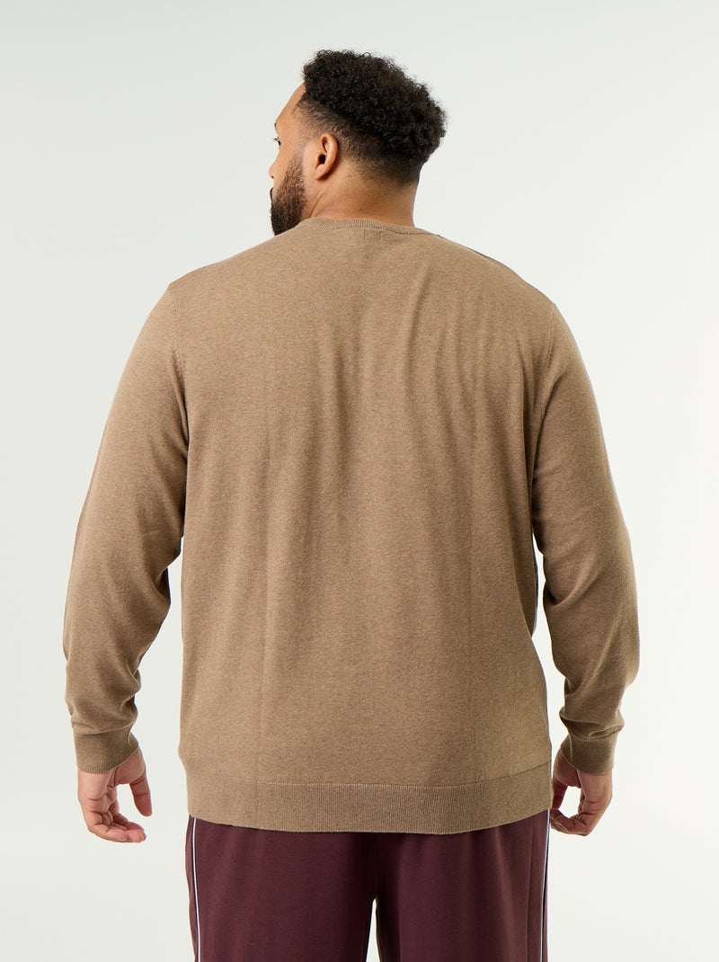 Maglione girocollo a maglia fine Marrone - Kiabi