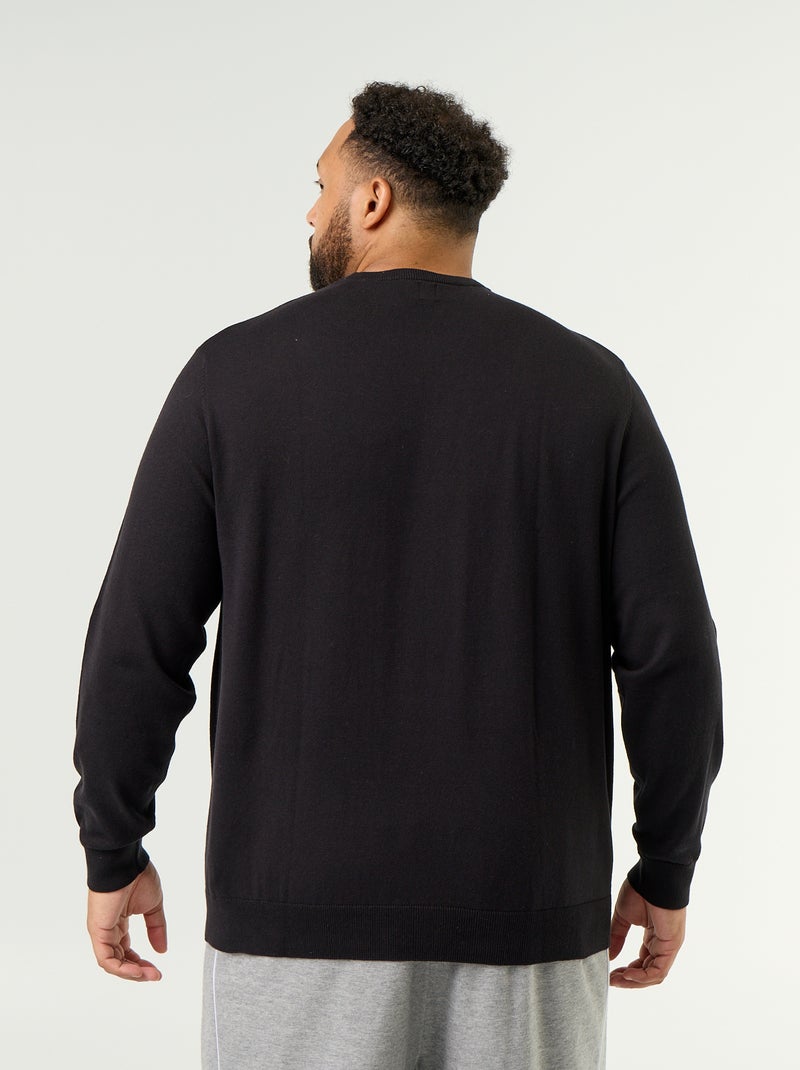 Maglione girocollo a maglia fine Nero - Kiabi