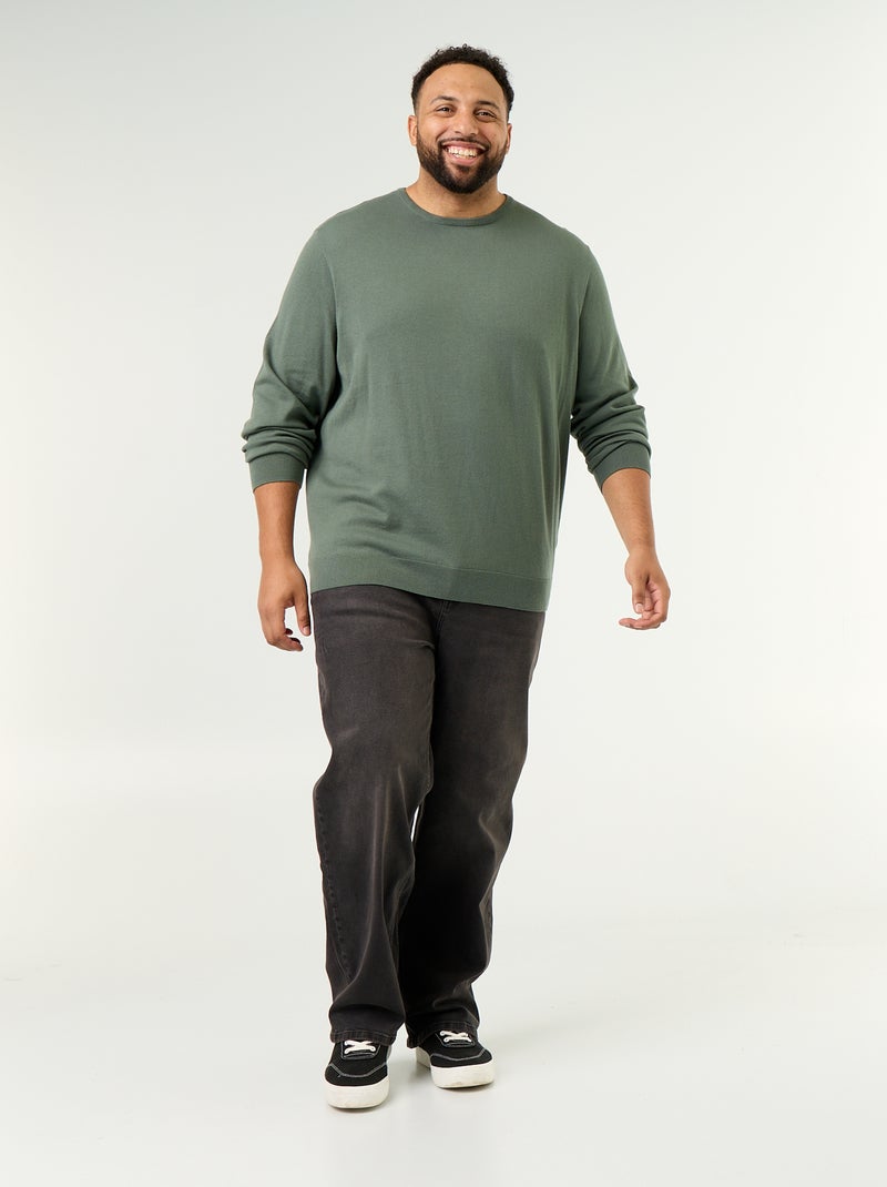 Maglione girocollo a maglia fine Verde - Kiabi