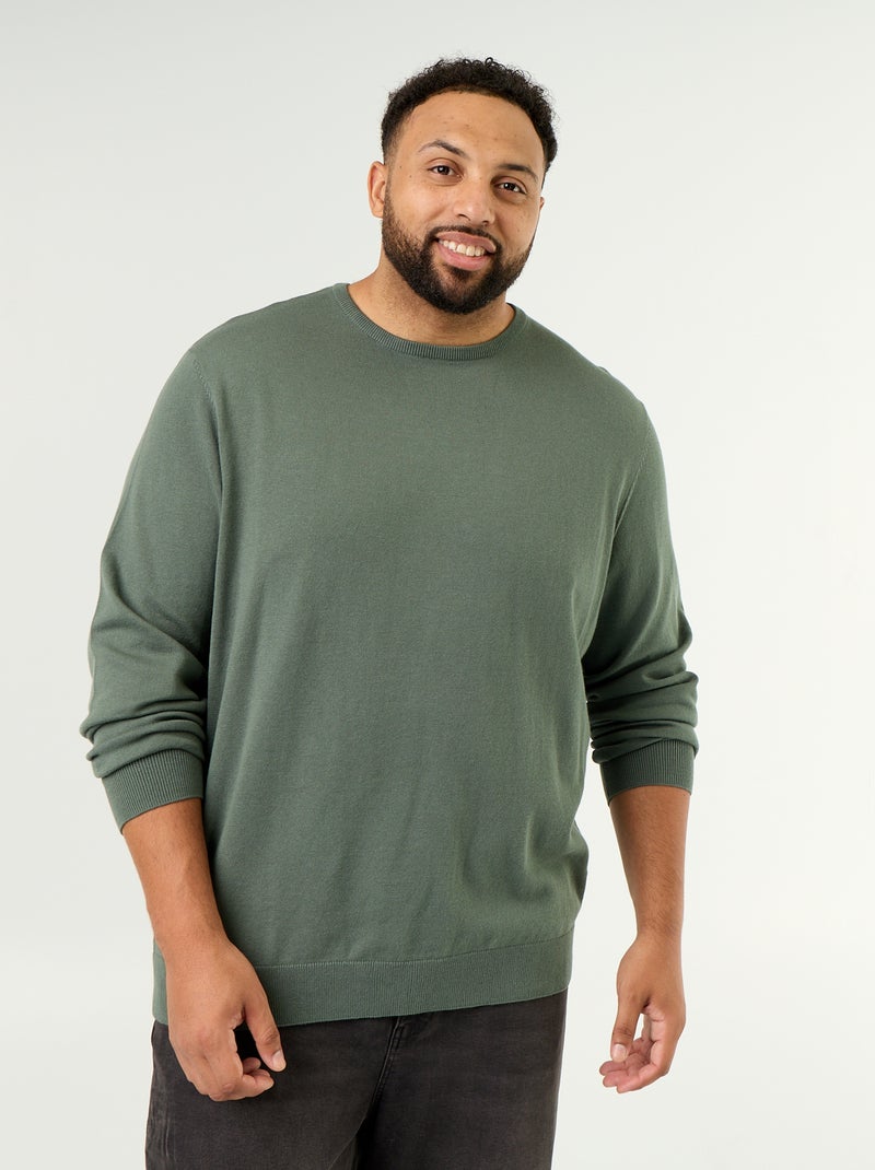 Maglione girocollo a maglia fine Verde - Kiabi