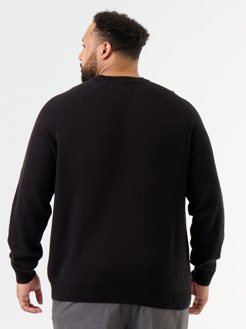 Maglione girocollo a maglia grossa Nero - Kiabi