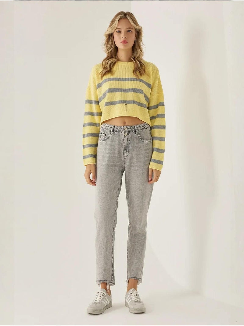 Maglione girocollo a righe Giallo - Kiabi