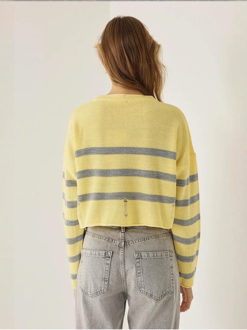 Maglione girocollo a righe Giallo - Kiabi