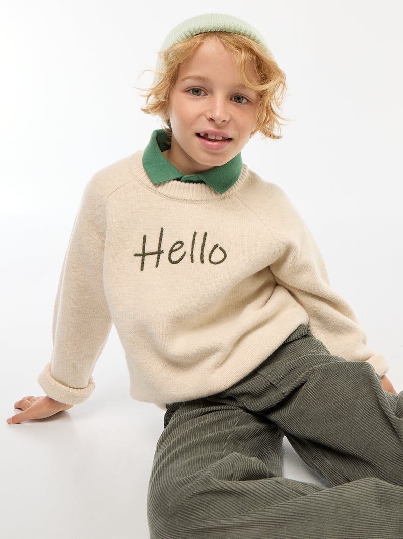 Maglione girocollo animato Beige - Kiabi