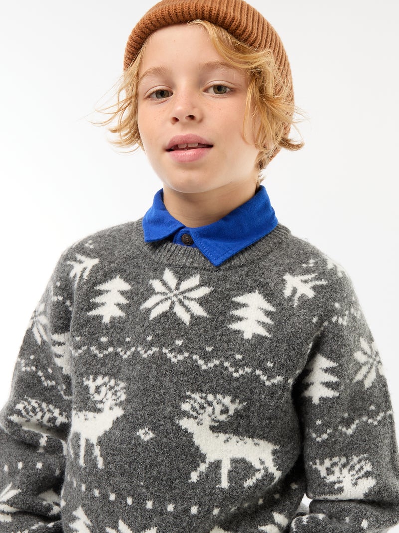 Maglione girocollo animato Grigio - Kiabi