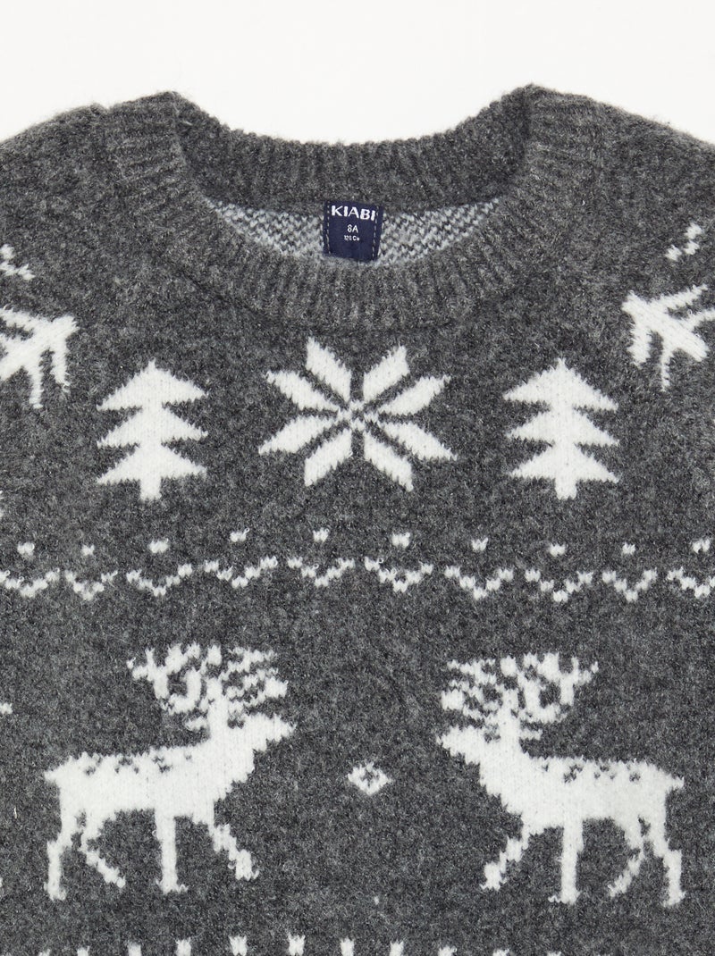 Maglione girocollo animato Grigio - Kiabi