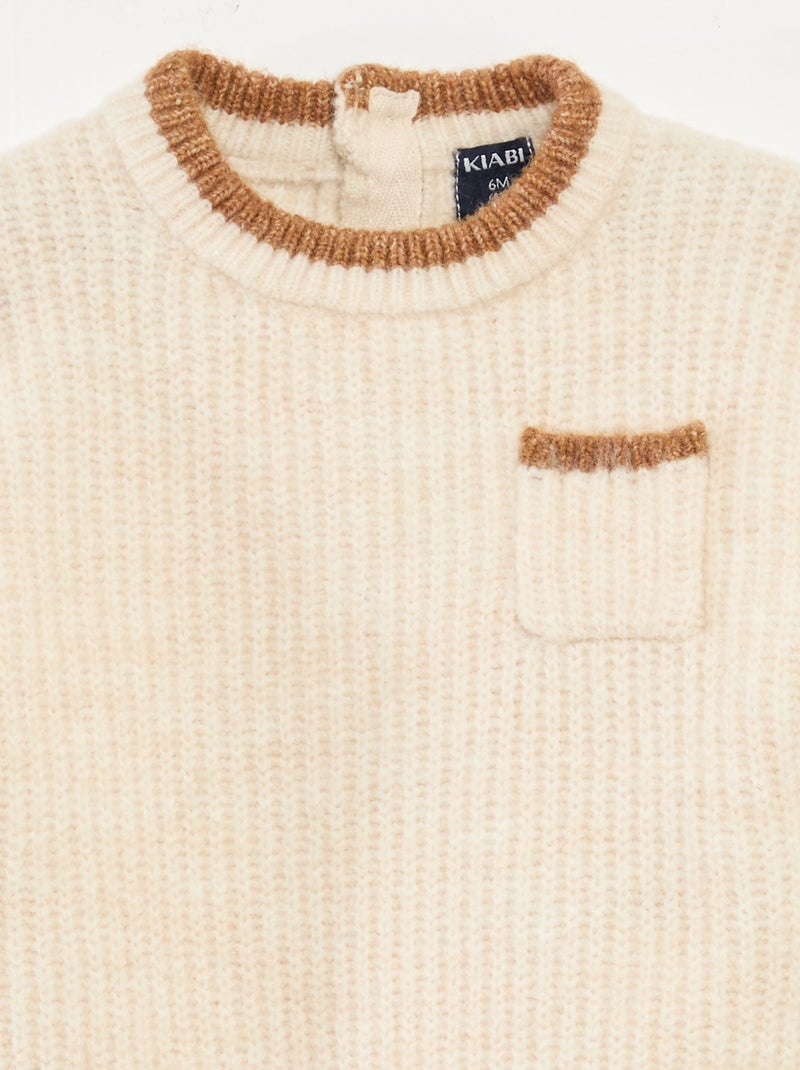 Maglione girocollo bicolore Bianco - Kiabi