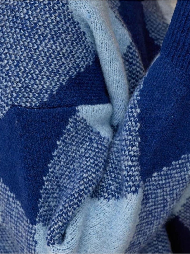 Maglione girocollo con motivo a rombi Blu chiaro - Kiabi