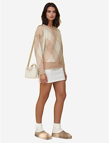 Maglione girocollo con motivo a rombi