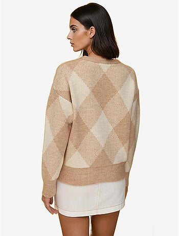 Maglione girocollo con motivo a rombi