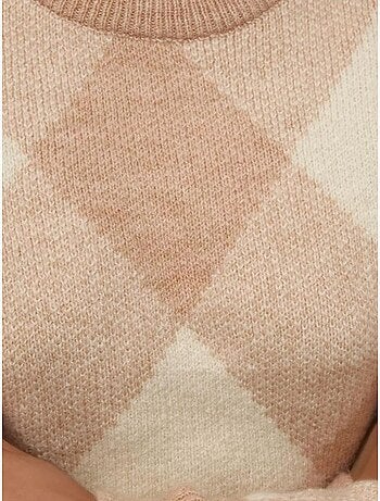 Maglione girocollo con motivo a rombi
