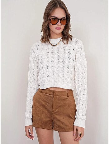 Maglione girocollo con motivo a trecce mixray
