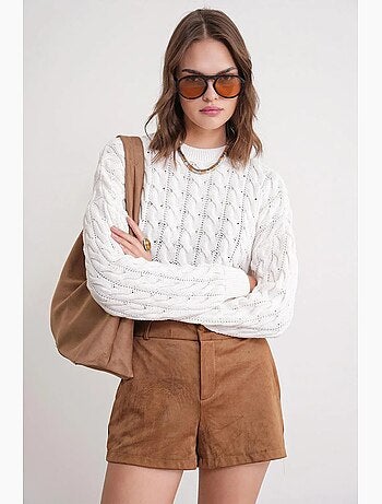 Maglione girocollo con motivo a trecce mixray