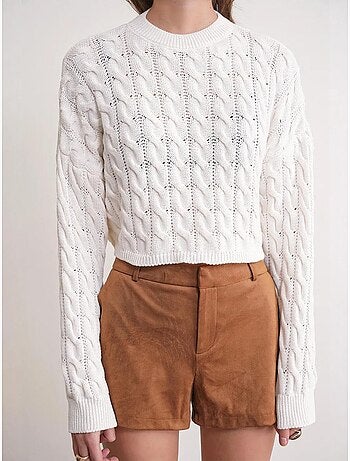 Maglione girocollo con motivo a trecce mixray