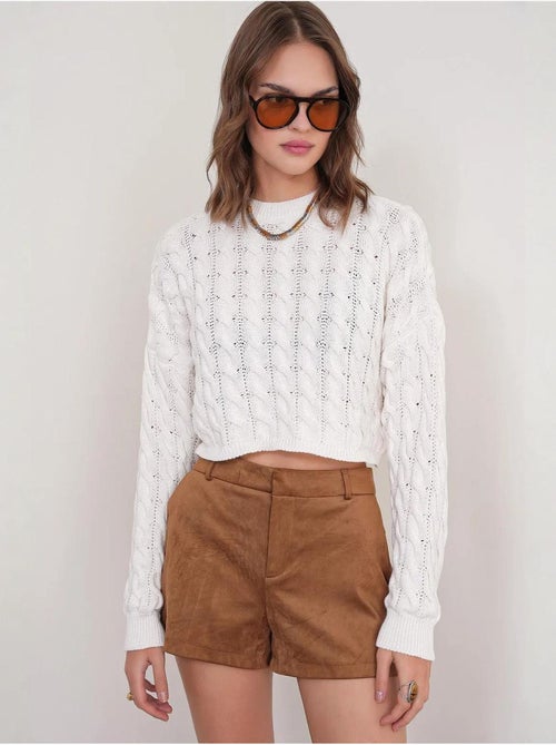 Maglione girocollo con motivo a trecce mixray - Kiabi Maglione girocollo con motivo a trecce mixray - Kiabi