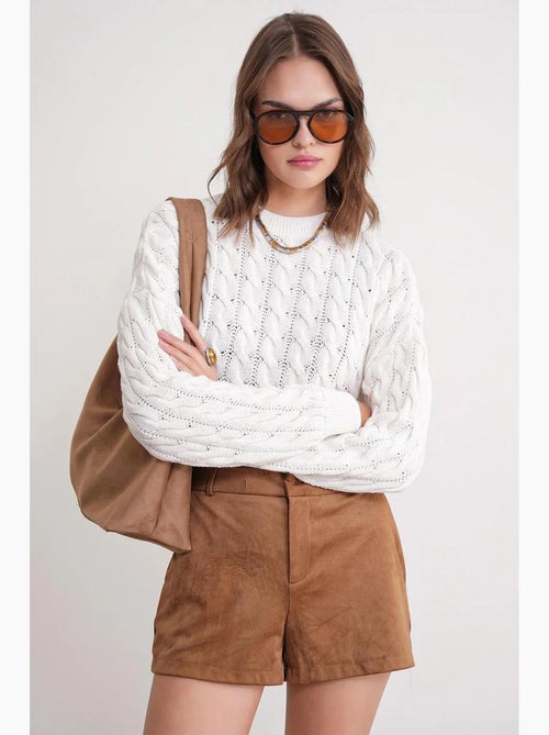 Maglione girocollo con motivo a trecce mixray - Kiabi Maglione girocollo con motivo a trecce mixray - Kiabi