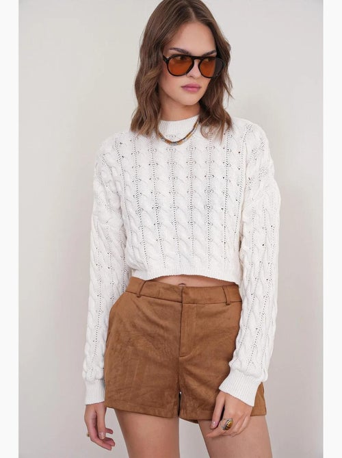 Maglione girocollo con motivo a trecce mixray - Kiabi Maglione girocollo con motivo a trecce mixray - Kiabi