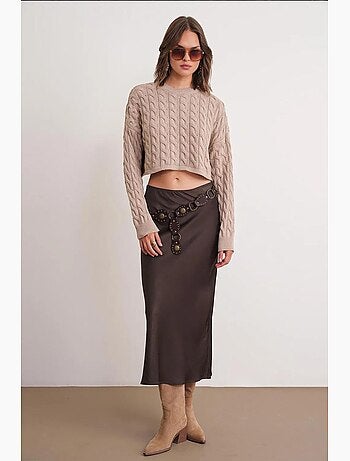 Maglione girocollo con motivo a trecce mixray