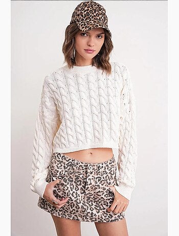 Maglione girocollo con motivo a trecce mixray