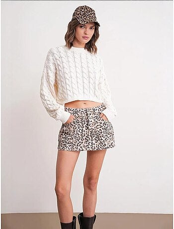 Maglione girocollo con motivo a trecce mixray