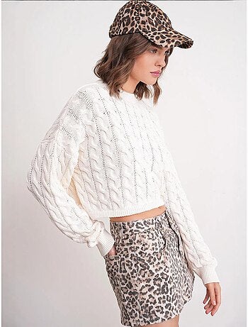 Maglione girocollo con motivo a trecce mixray