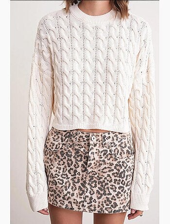 Maglione girocollo con motivo a trecce mixray