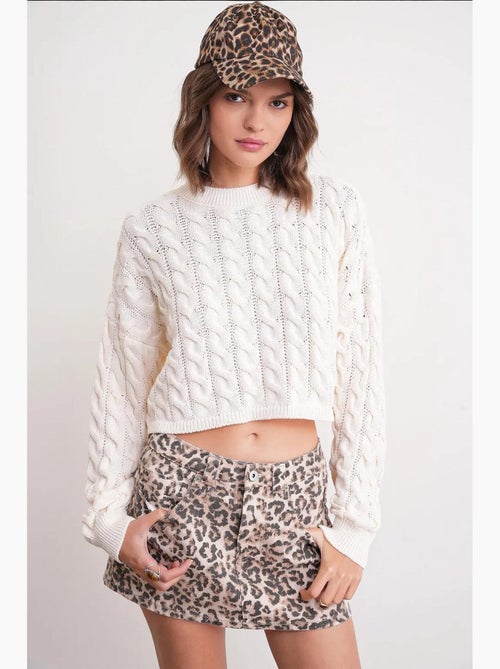Maglione girocollo con motivo a trecce mixray - Kiabi Maglione girocollo con motivo a trecce mixray - Kiabi