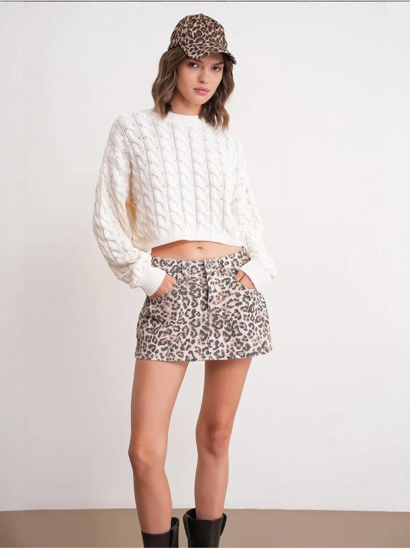 Maglione girocollo con motivo a trecce mixray Beige - Kiabi