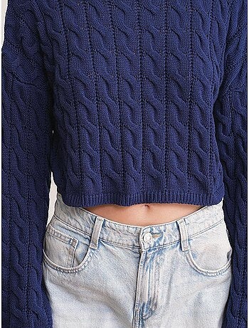 Maglione girocollo con motivo a trecce mixray
