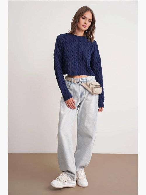 Maglione girocollo con motivo a trecce mixray - Kiabi Maglione girocollo con motivo a trecce mixray - Kiabi