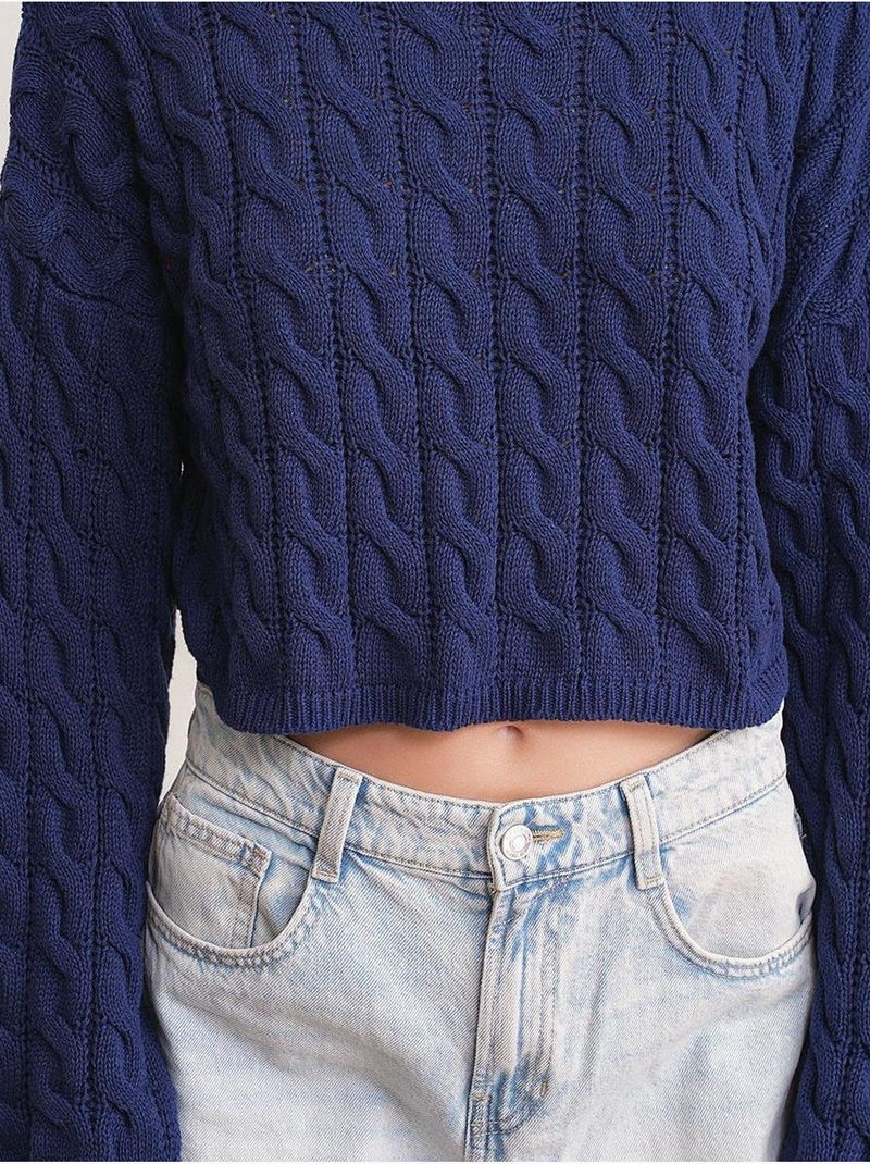 Maglione girocollo con motivo a trecce mixray Blu marino - Kiabi