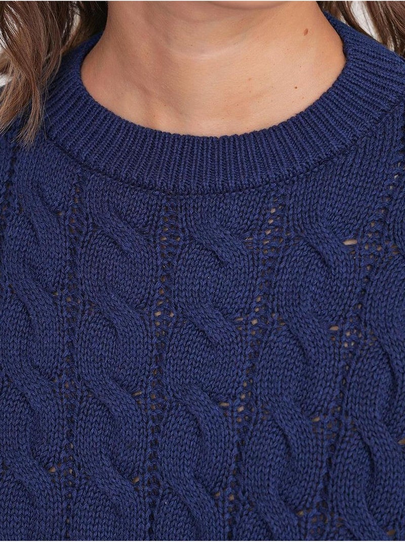 Maglione girocollo con motivo a trecce mixray Blu marino - Kiabi
