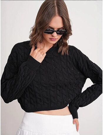Maglione girocollo con motivo a trecce mixray