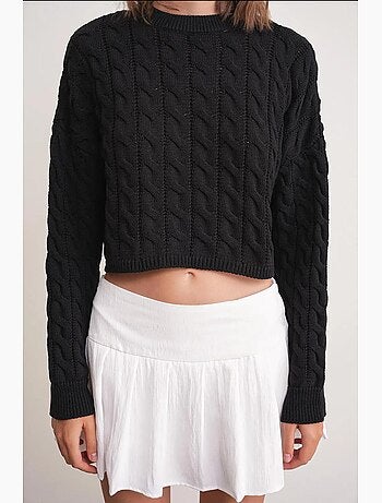 Maglione girocollo con motivo a trecce mixray