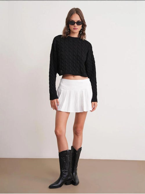 Maglione girocollo con motivo a trecce mixray - Kiabi Maglione girocollo con motivo a trecce mixray - Kiabi