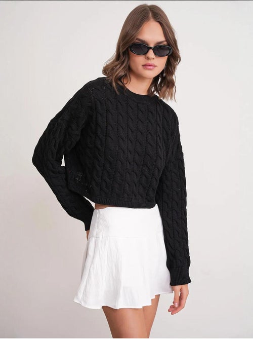 Maglione girocollo con motivo a trecce mixray - Kiabi Maglione girocollo con motivo a trecce mixray - Kiabi