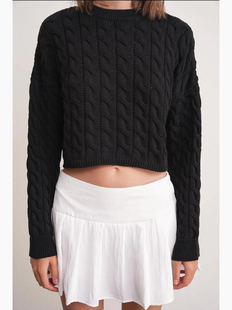 Maglione girocollo con motivo a trecce mixray Nero - Kiabi