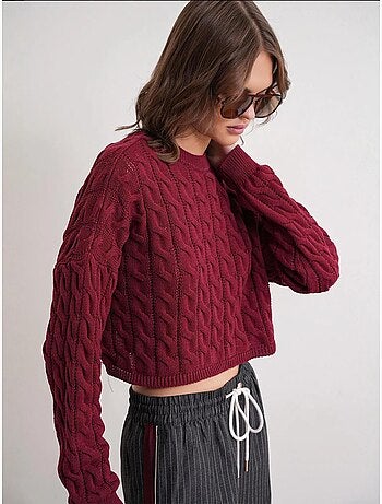 Maglione girocollo con motivo a trecce mixray