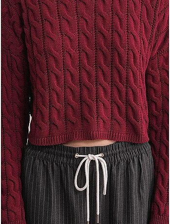 Maglione girocollo con motivo a trecce mixray