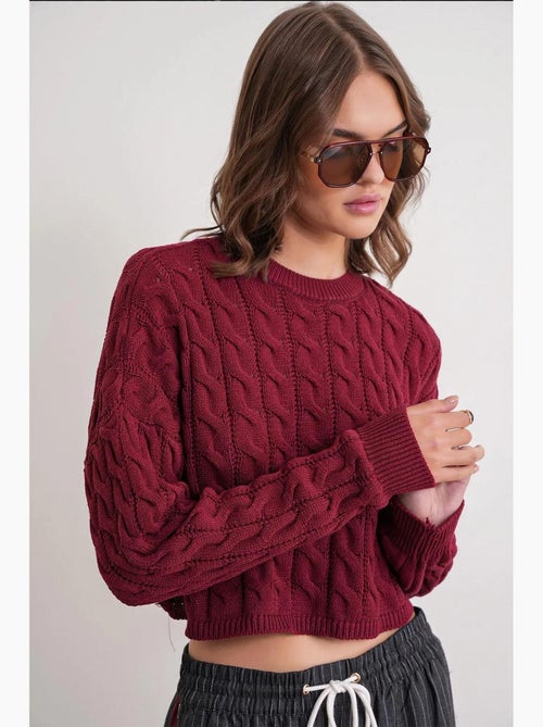 Maglione girocollo con motivo a trecce mixray - Kiabi Maglione girocollo con motivo a trecce mixray - Kiabi
