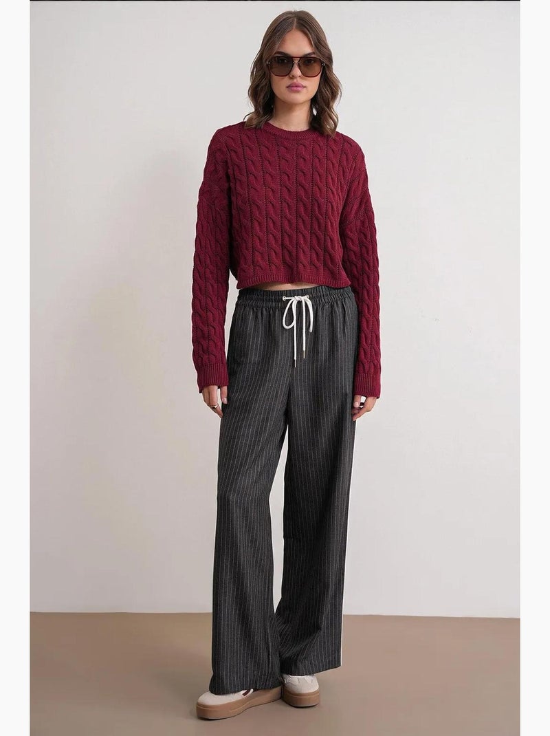Maglione girocollo con motivo a trecce mixray Rosso bordeaux - Kiabi