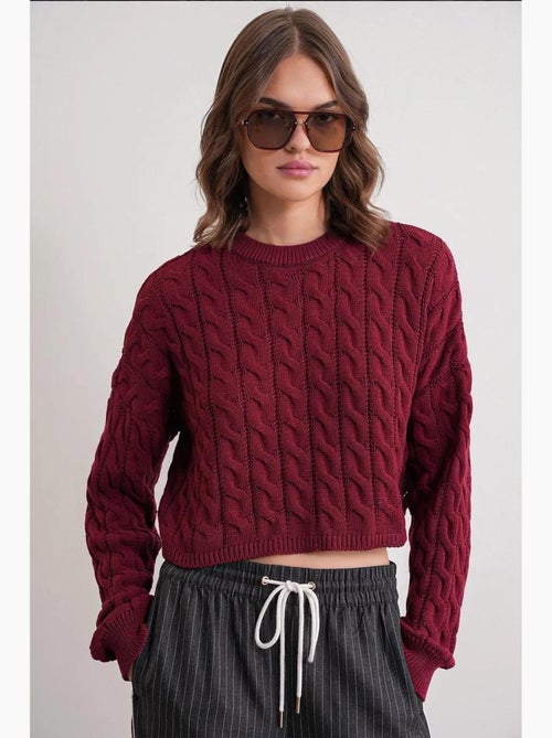 Maglione girocollo con motivo a trecce mixray - Kiabi Maglione girocollo con motivo a trecce mixray - Kiabi